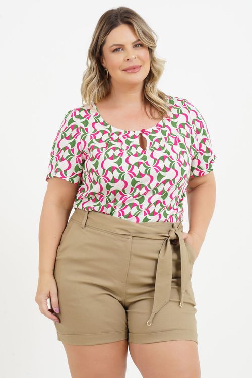 Blusa Plus Size Flora Manga Curta