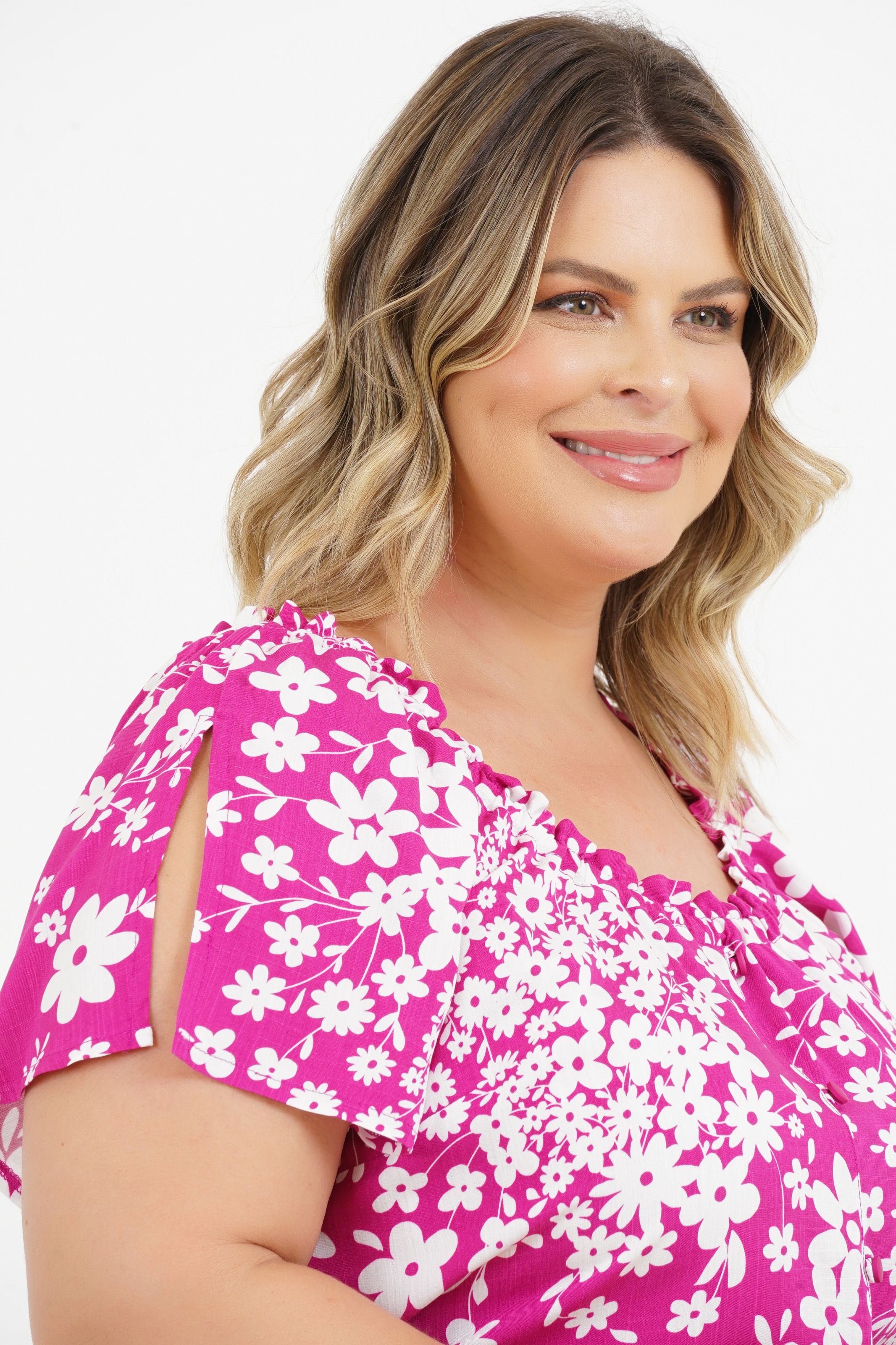 Blusa Plus Size Pérola Manga Curta Program Moda Moda Plus Size Feminina