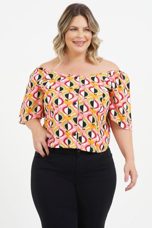 Blusa Plus Size Nadine Manga Curta