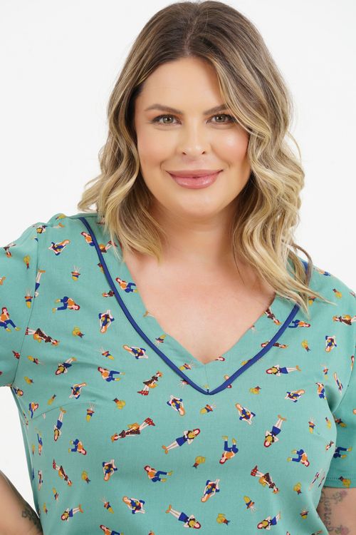 Blusa Plus Size Nivea Manga Curta