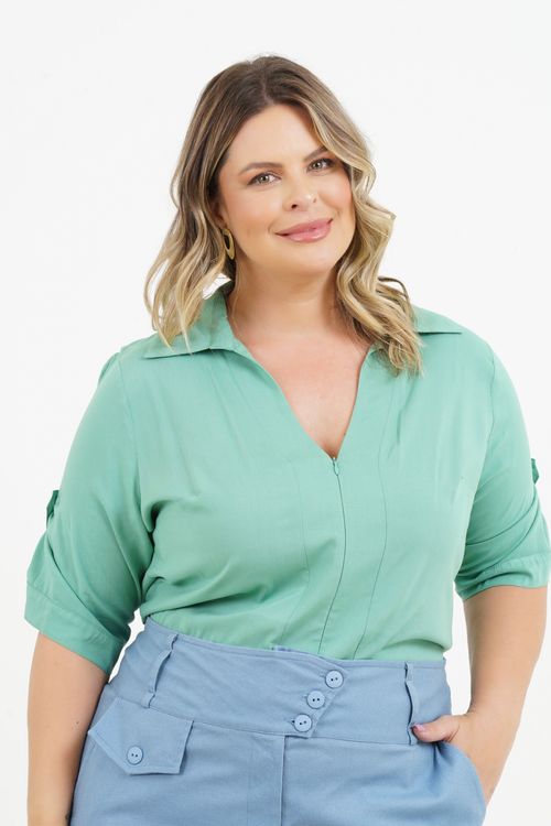Camisa Plus Size Tânia Manga 3/4