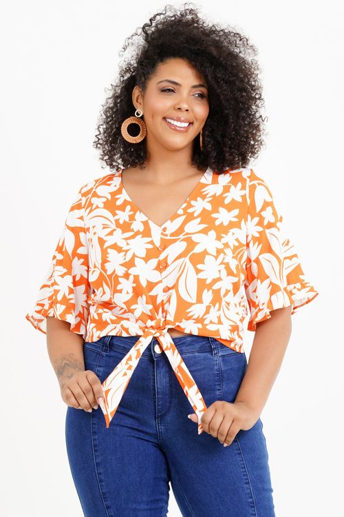 Blusa Cropped Plus Size Harumi Manga 3/4