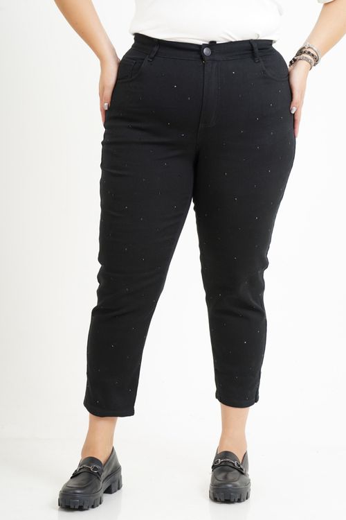 Calça Mom Plus Size com Strass Lorena