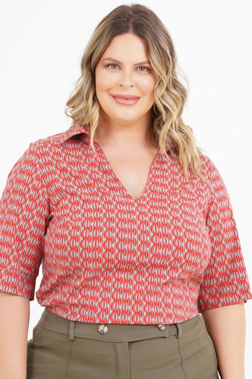 Camisa Plus Size Noemi Manga 3/4