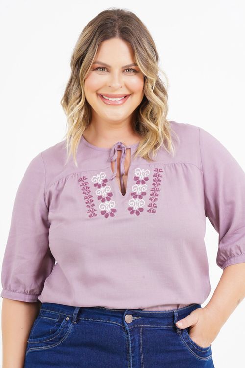 Blusa Plus Size Melina Manga 3/4
