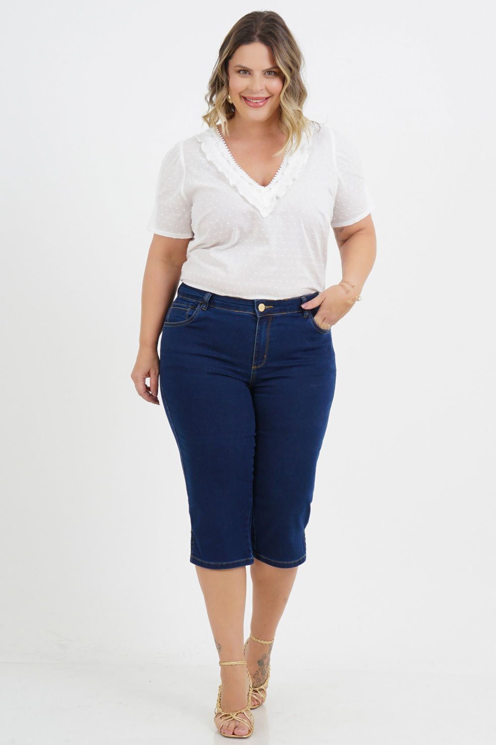 Calça Corsário Plus Size Samara Jeans