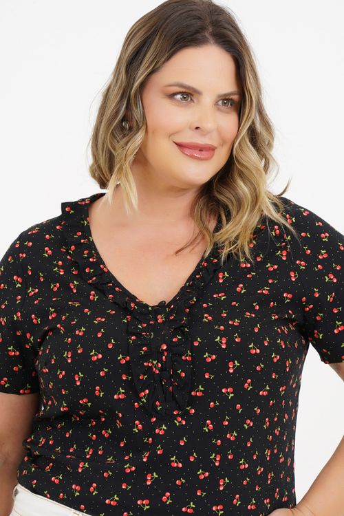 Blusa Plus Size Francesca Manga Curta