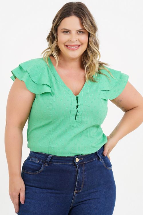 Blusa Plus Size Yara Manga Curta