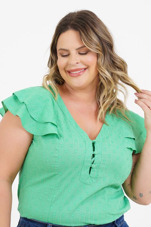 Blusa Plus Size Yara Manga Curta