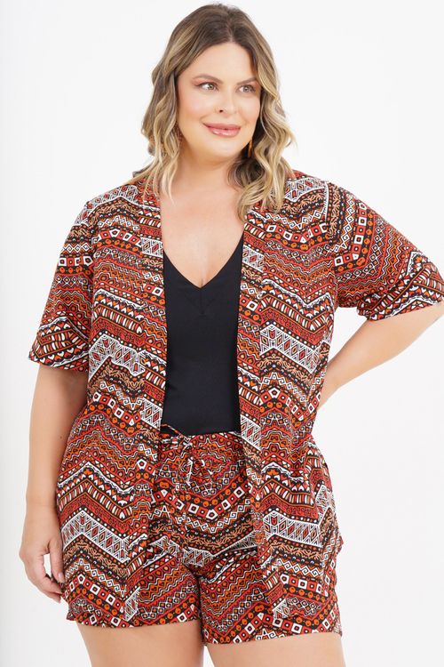 Kimono Plus Size Zoe Manga Curta