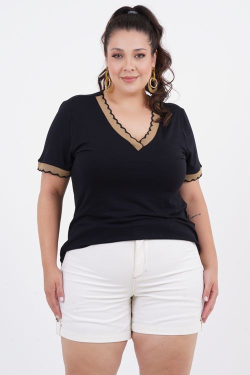 Blusa Plus Size Regiane Manga Curta