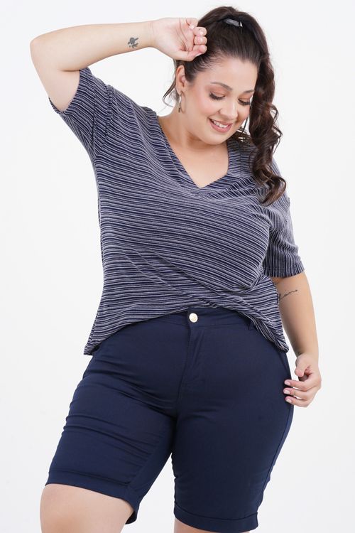Blusa Plus Size Amber Manga Curta