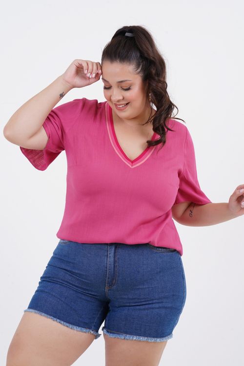 Blusa Plus Size Kristen Manga Curta