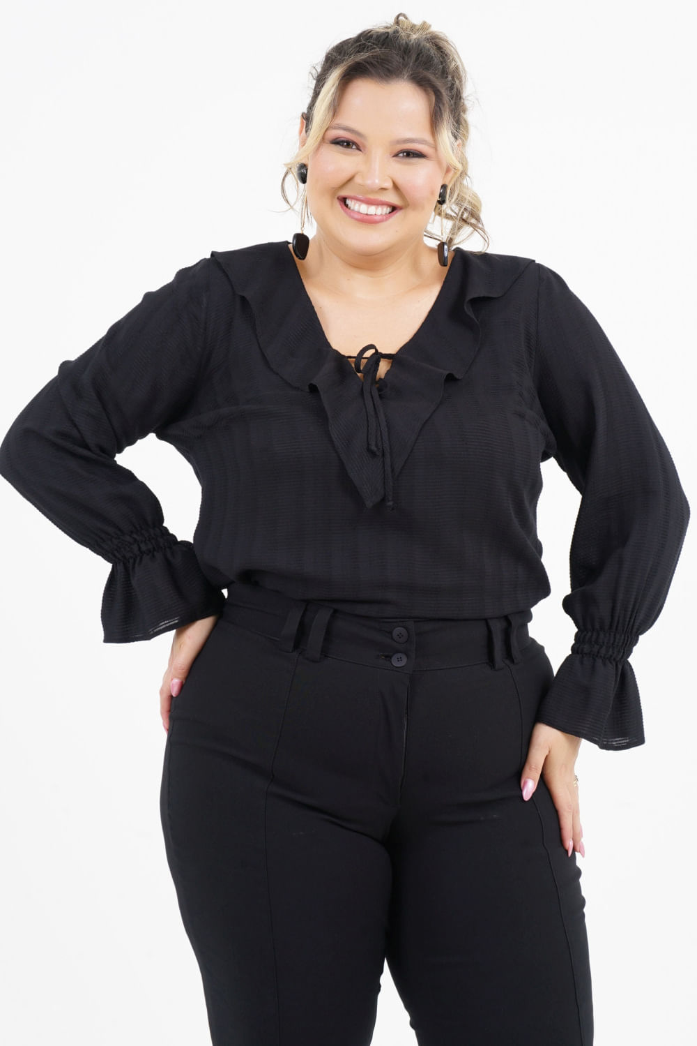 Blusa Plus Size Alívio Manga Longa
