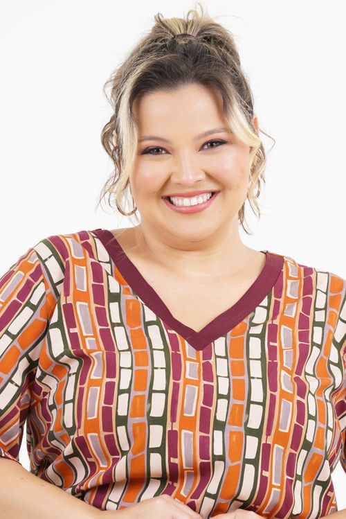 Blusa Plus Size Sentimento Manga Curta
