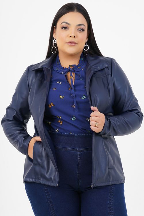 Jaqueta Couro Plus Size Intensidade Manga Longa