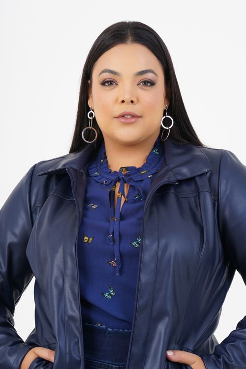Jaqueta Couro Plus Size Intensidade Manga Longa