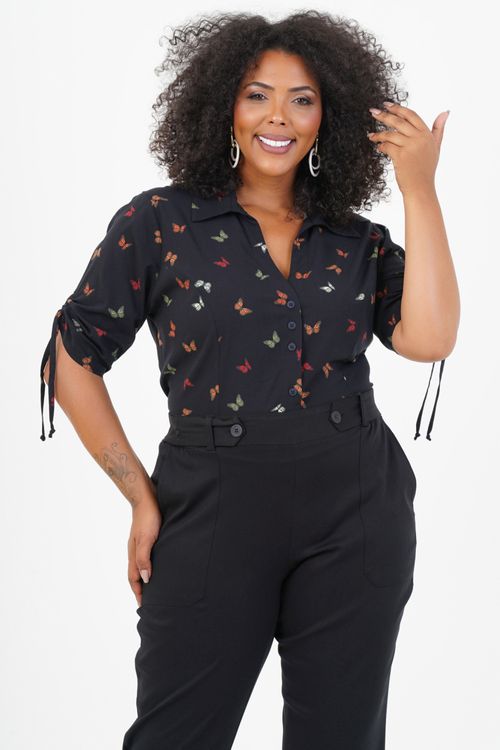 Camisa Plus Size Abraço Manga 3/4