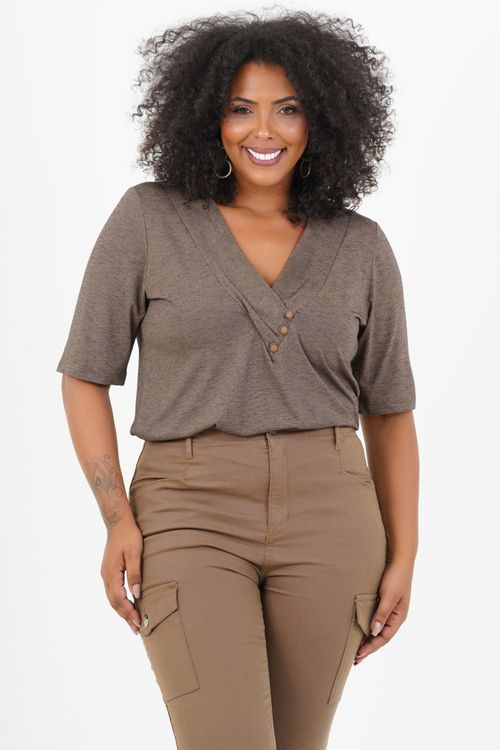 Blusa Plus Size Início Manga 3/4