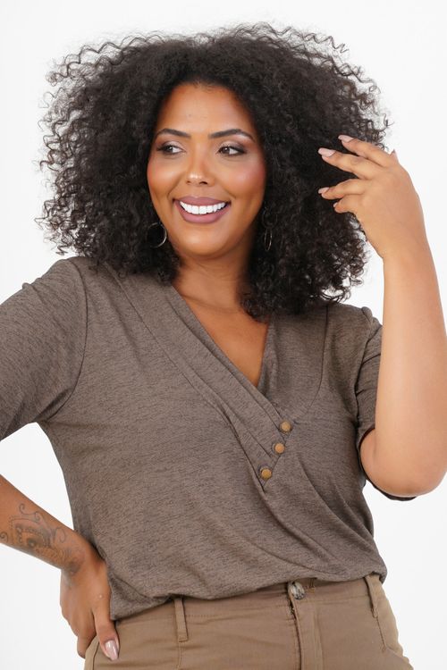 Blusa Plus Size Início Manga 3/4