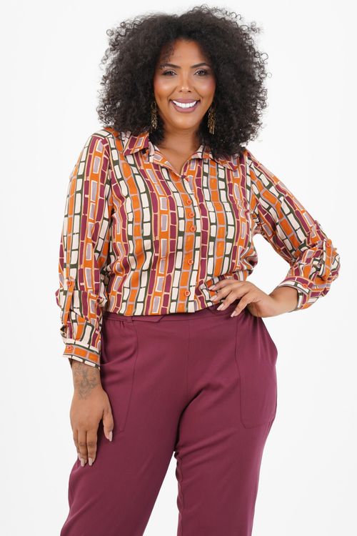 Camisa Plus Size Cura Manga Longa