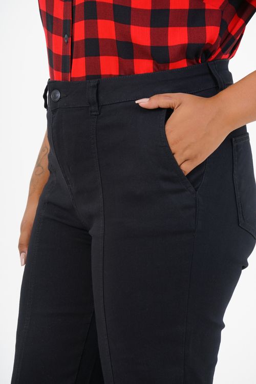 Calça Cropped Plus Size Estímulo Sarja