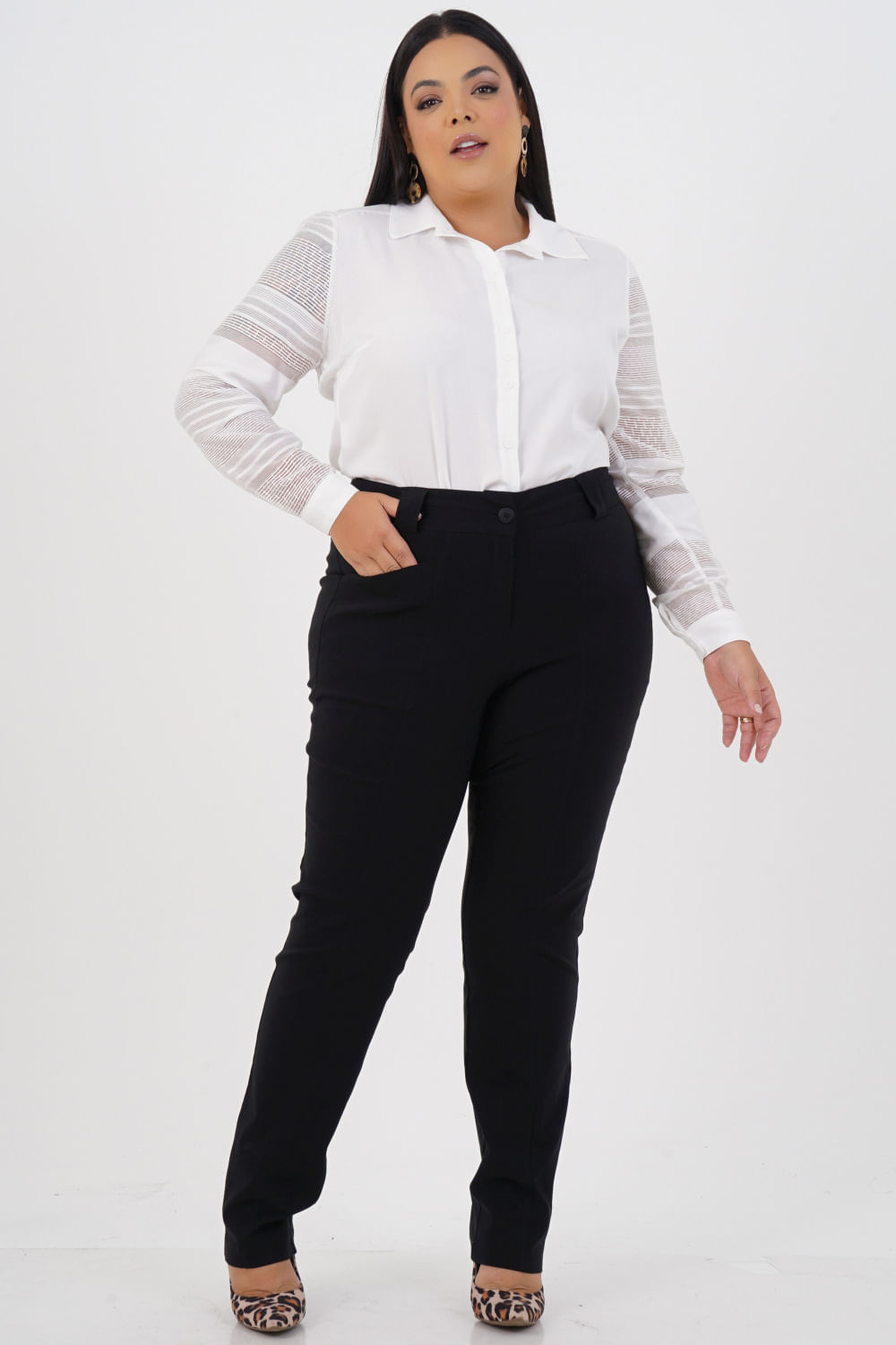 Calça Reta Plus Size Viagem