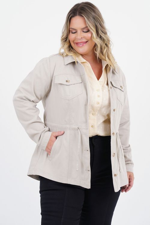 Parka Plus Size Convicção Manga Longa Sarja