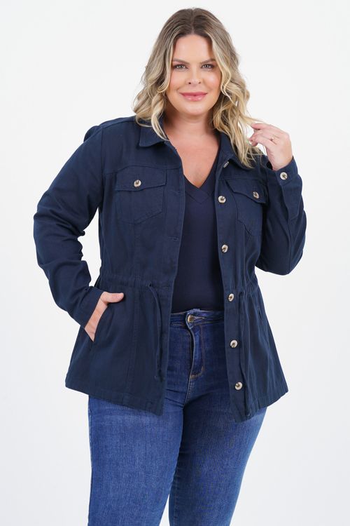 Parka Plus Size Convicção Manga Longa Sarja