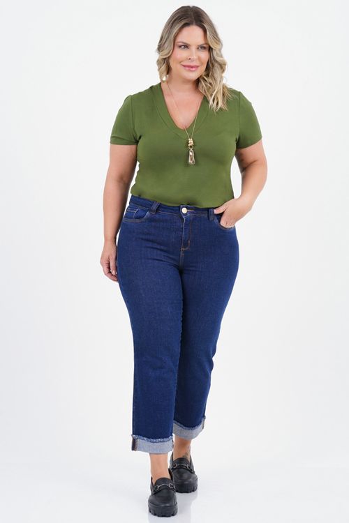 Blusa Plus Size Alinhamento Manga Curta