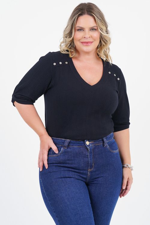 Blusa Plus Size Bondade Manga 3/4