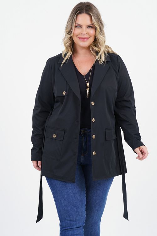 Casaco Trench-Coat Plus Size Resistência