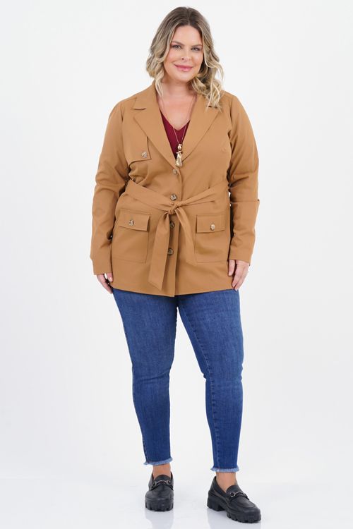 Casaco Trench-Coat Plus Size Resistência