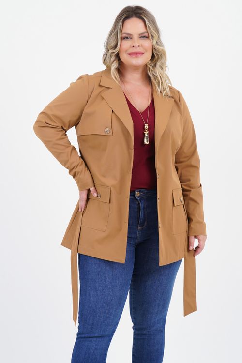 Casaco Trench-Coat Plus Size Resistência