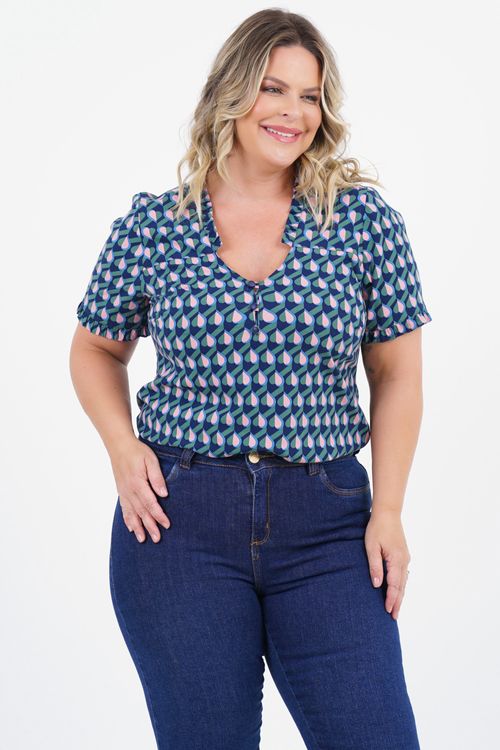 Blusa Plus Size Vínculo Manga Curta