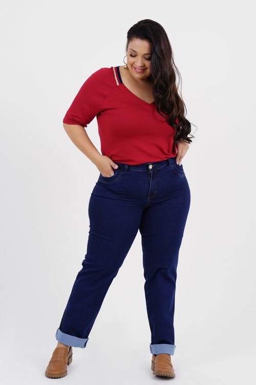 Blusa Plus Size Otimismo Manga 3/4