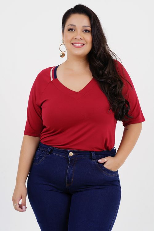 Blusa Plus Size Otimismo Manga 3/4