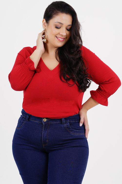 Blusa Plus Size Aroma Manga 3/4