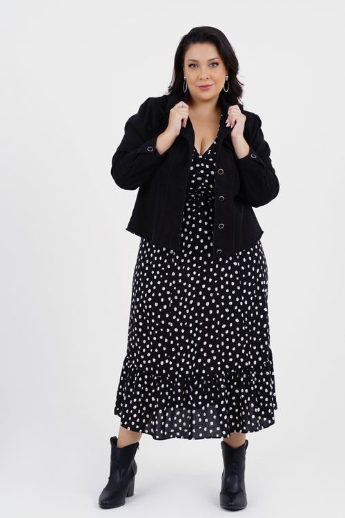 Jaqueta Plus Size Energia Manga Longa Jeans