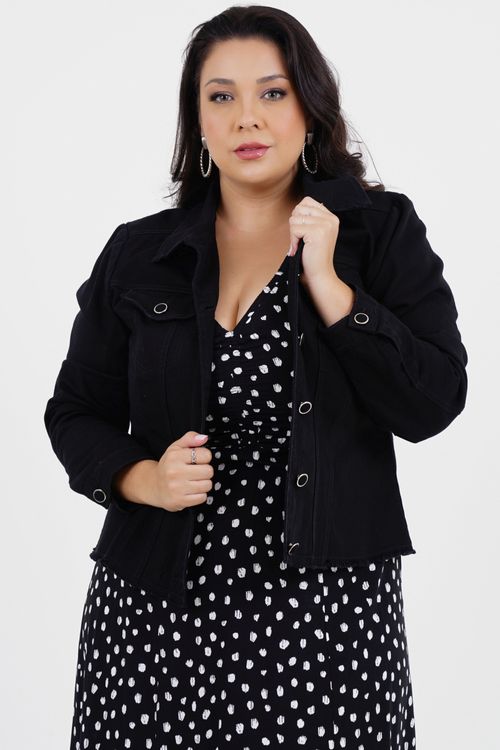 Jaqueta Plus Size Energia Manga Longa Jeans