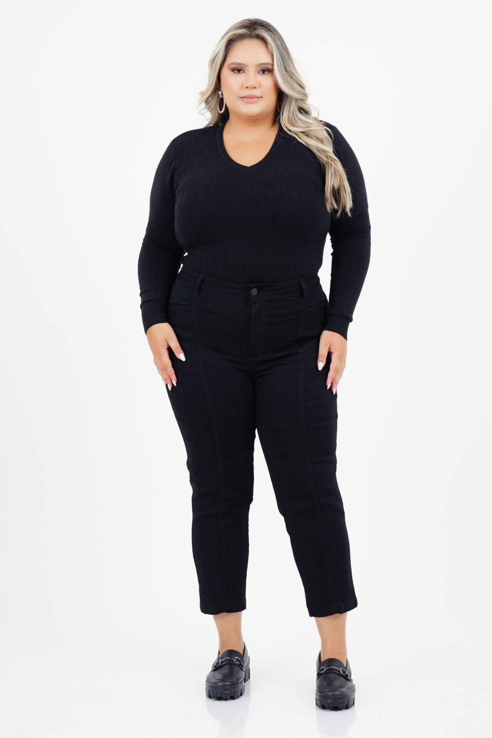 Blusa Tricot Plus Size Saudável Manga Longa