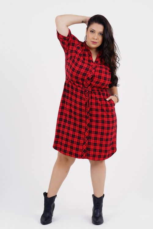 Vestido Plus Size Despertar Médio Xadrez