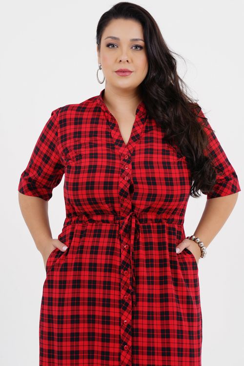 Vestido Plus Size Despertar Médio Xadrez