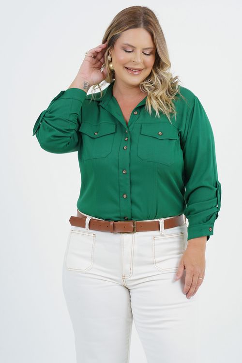 Camisa Plus Size Mente Manga Longa