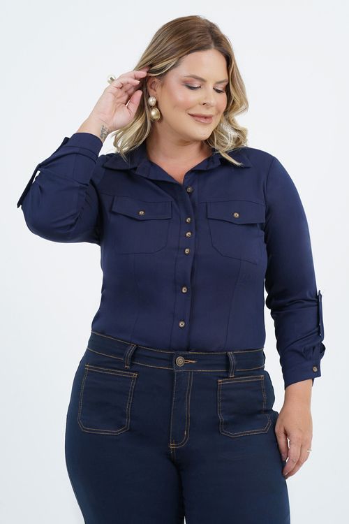 Camisa Plus Size Mente Manga Longa