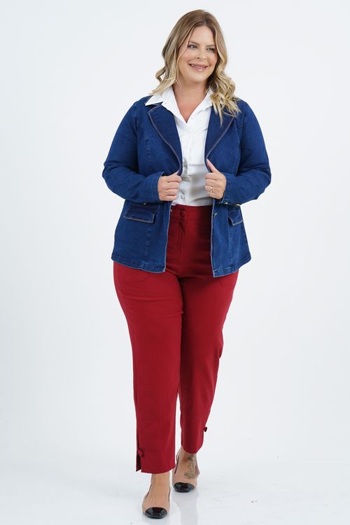 Blazer Plus Size Liberdade Manga Longa Jeans