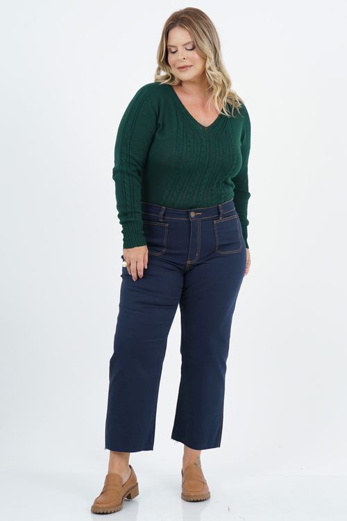 Blusa Tricot Plus Size Amanhecer Manga Longa