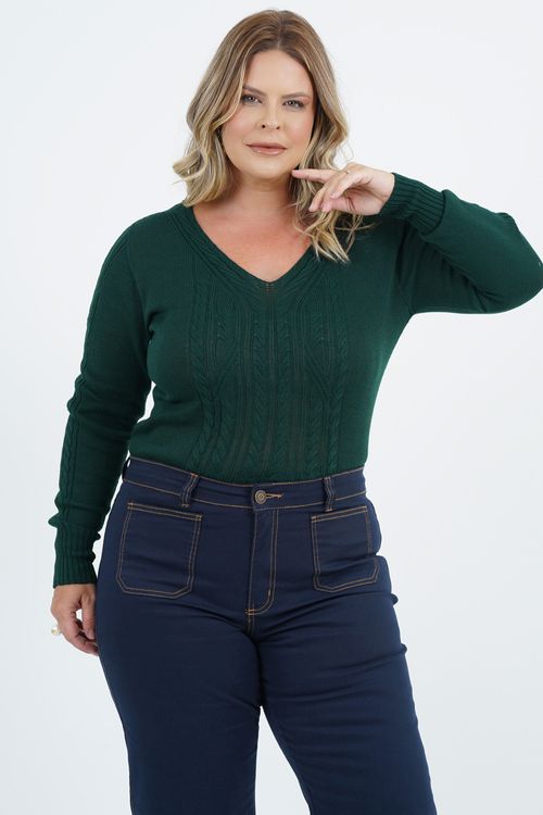 Blusa Tricot Plus Size Amanhecer Manga Longa