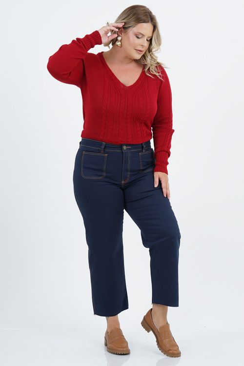Blusa Tricot Plus Size Amanhecer Manga Longa