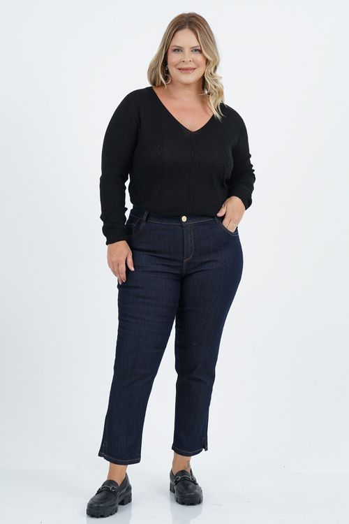 Blusa Tricot Plus Size Generosidade Manga Longa